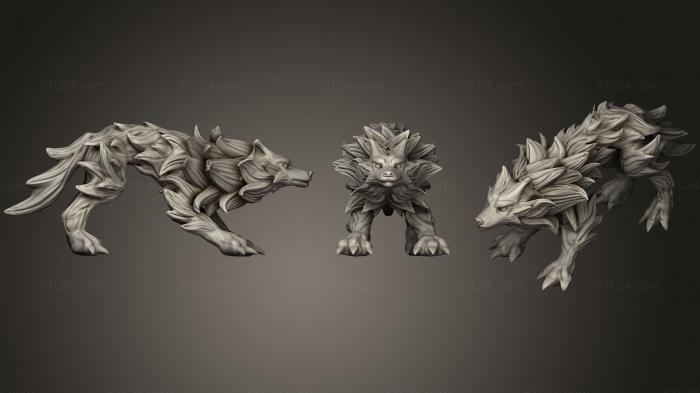Статуэтки животных (Игольчатый Волк, STKJ_1211) 3D модель для ЧПУ станка